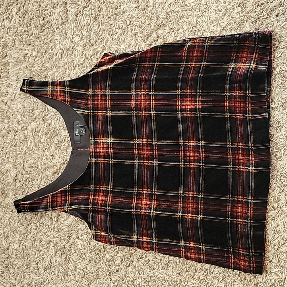 J Crew Velvet Sleeveles Top Plaid Black Holiday Party Dark Academia 2